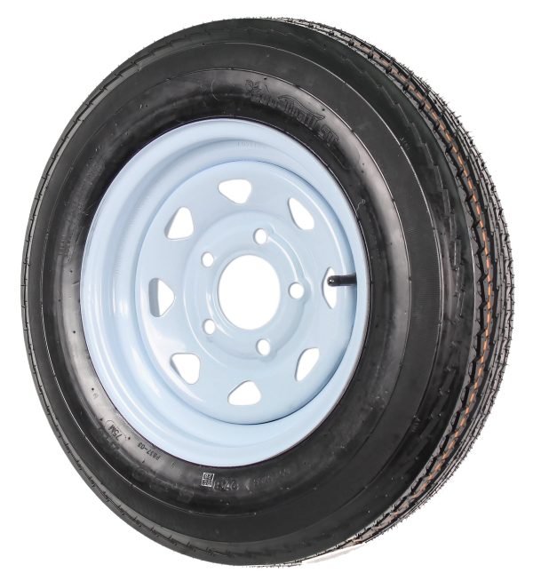 Two Trailer Tires On Rims 5.30-12 530-12 5.30 X 12 5 Hole Wheel White Spoke - Image 4