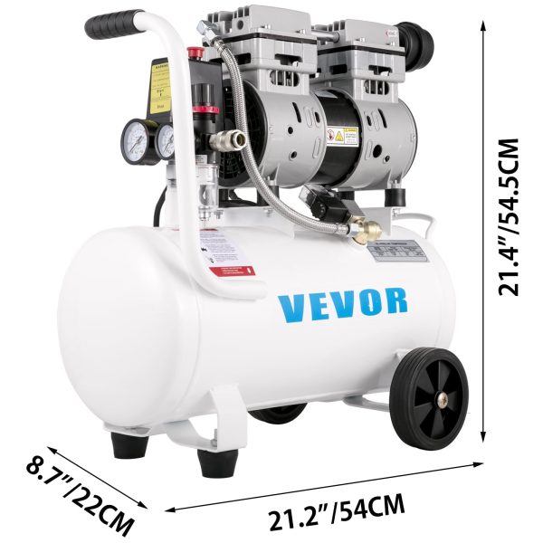 VEVOR 6.6 Gallon, Portable Air Compressor 1 HP, Oil Free, Steel Tank 750W, Pancake 115 Psi, Ultra Quiet for Home Repair, Tire Inflation - Image 2