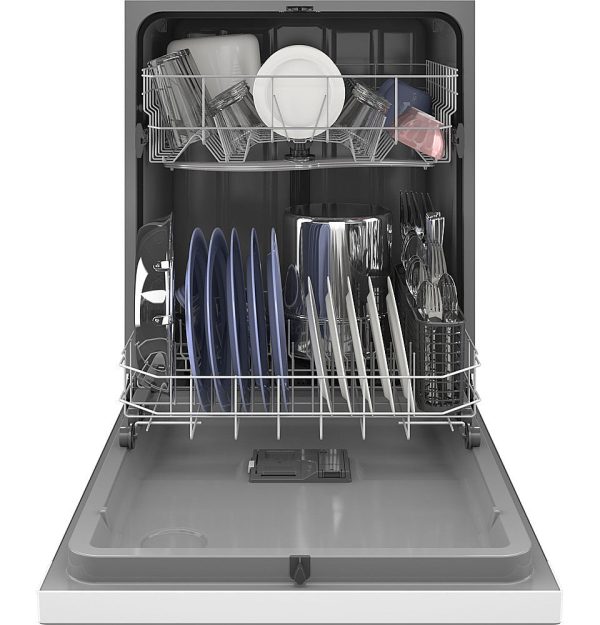 GE - Front Control Built-In Dishwasher with 59 dBA - White - Image 2