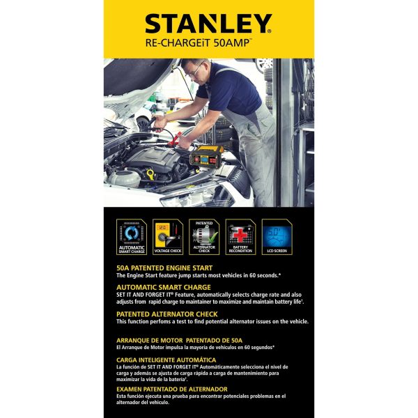 STANLEY 15 Amp Automotive Battery Charger with 50 Amp Engine Start (BC50BS) New - Image 7