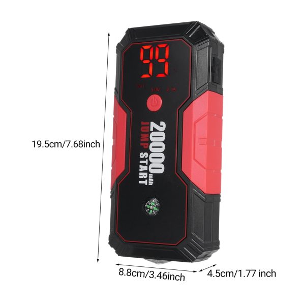 DN13 Automobile Emergency Starting Supply Car Jump Starter,600A Peak Current 20000 MAh Emergency Starter Supply Multi-Function Auto Portable Bank Portable 12V Auto Battery Booster with Z - Image 2