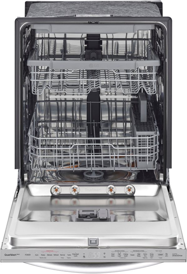 LG - 24" Top Control Smart Built-In Stainless Steel Tub Dishwasher with 3rd Rack, QuadWash and 46dba - Stainless steel - Image 3