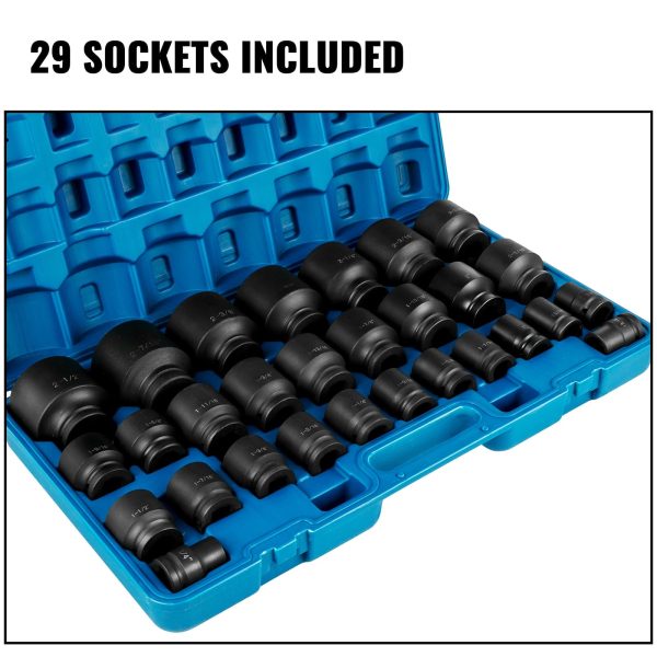 VEVOR Impact Socket Set 3/4 inches 29 Piece Impact Sockets, 6-Point Sockets, Rugged Construction, CR-M0, 3/4inches Drive Socket Set Impact SAE 3/4 inch - 2-1/2 inch, with a Storage Cage - Image 6