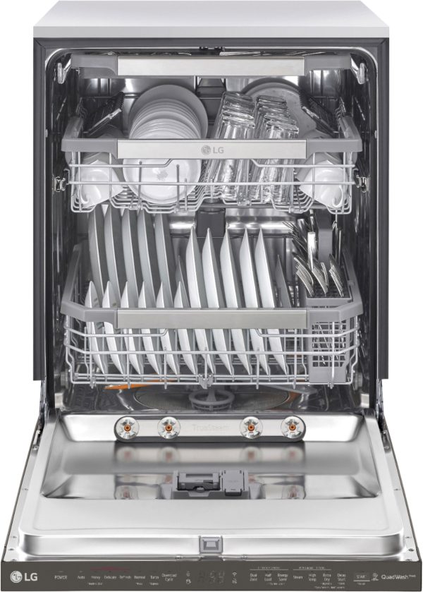 LG - Top Control Dishwasher with QuadWash, TrueSteam, and 3rd Rack - Black stainless steel - Image 4