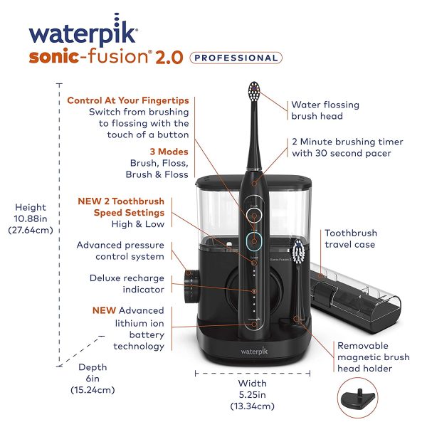 Waterpik Sonic-Fusion 2.0 Professional Flossing Toothbrush， Electric Toothbrush and Water Flosser Combo In One， Black💝 Last Day For Clearance - Image 4