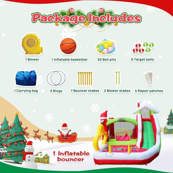 Track 7 Christmas Inflatable Bounce House for Kids, 7 in1 Slide Inflatable Bouncer with Blower, Slide, Climbing, Obstacles, Jumping All in One Castle, Outdoor & Indoor, for Toddlers Age 2+ - Image 7