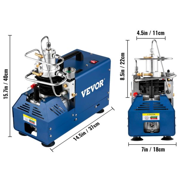 VEVORbrand High Pressure Compressor, 4500PSI/30MPA/300BAR High Pressure Air Compressor, 1800W 110V Automatic Stop Air Rifle Compressor for Paintball Air Rifle, PCP Rifle, Air Pistol, Diving Bottle - Image 8