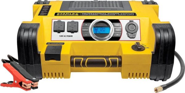 Stanley 1,400A Peak Jump Starter and Professional Power Station with 500 Watt Inverter and 120 PSI Compressor, 12V/USB, PPRH7DS