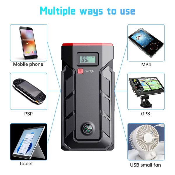 Car Jump Starter, 99900mAh Battery Jump Starter for All Gas or Up to 10L Diesel, Battery Booster Power Pack, 12V Auto Jump Box with LED Light, USB Quick Charge 3.0 - Image 13