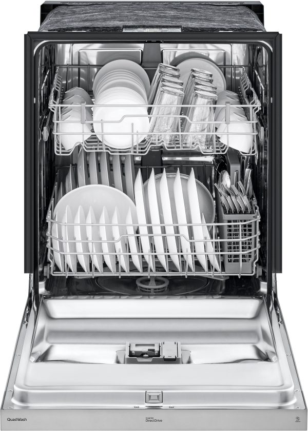 LG - 24" Front-Control Built-In Dishwasher with Stainless Steel Tub, QuadWash, 50 dBa - Stainless steel - Image 3