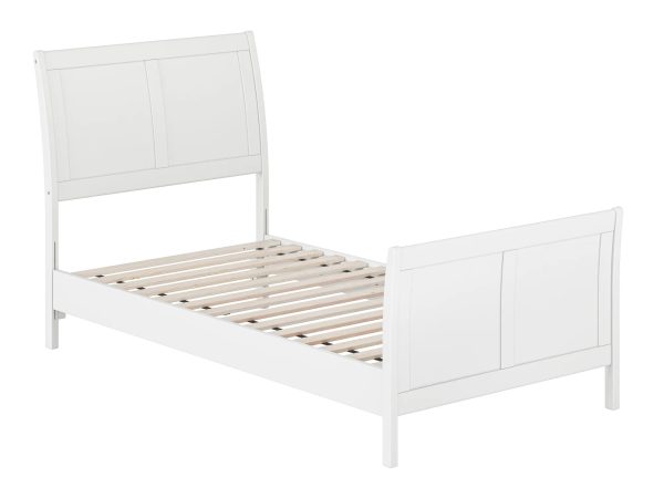 AFI Valencia Twin Wood Low Profile Sleigh Platform Bed with Matching Footboard, White - Image 2