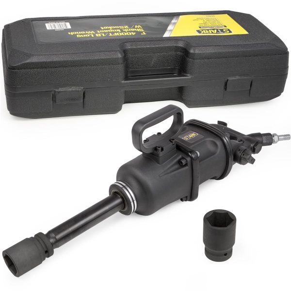 Stark Commercial 1" Air Impact Wrench Gun Long Shank Pneumatic Truck Mechanics Socket 38mm & 41mm Set Carrying Case