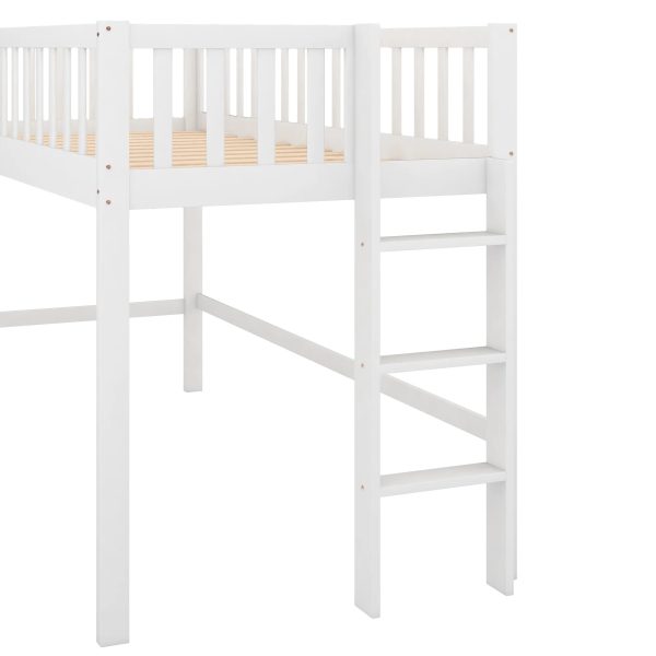 :Low Loft Bed with Slide and Ladder, Twin Size, White - Fun Slide, Space-Saving Design, Perfect for Kids - Image 8