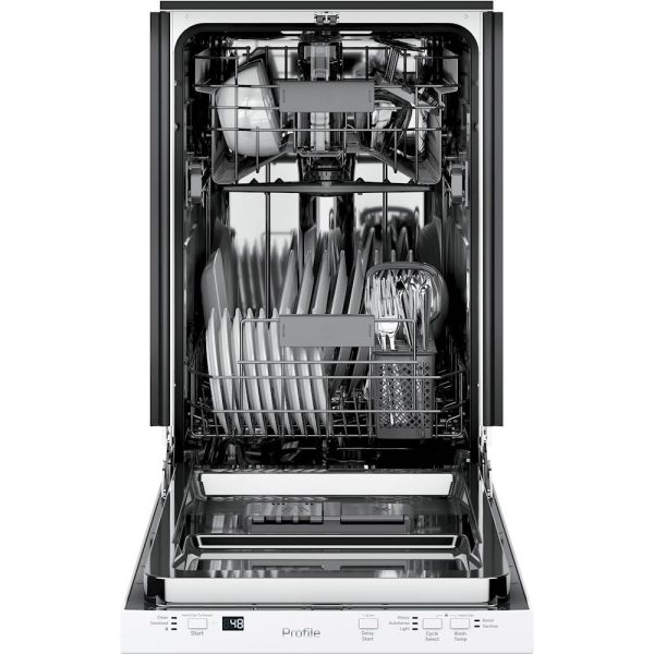 GE Profile - 18" Top Control Built-In Dishwasher with Stainless Steel Tub - White - Image 4