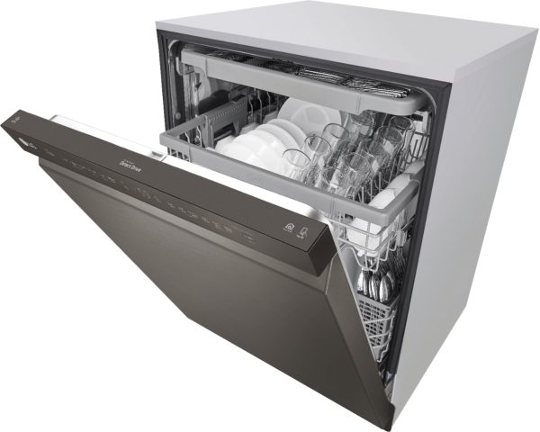 LG - 24" Front Control Smart Built-In Stainless Steel Tub Dishwasher with 3rd Rack, QuadWash, and 48dba - Black stainless steel - Image 4