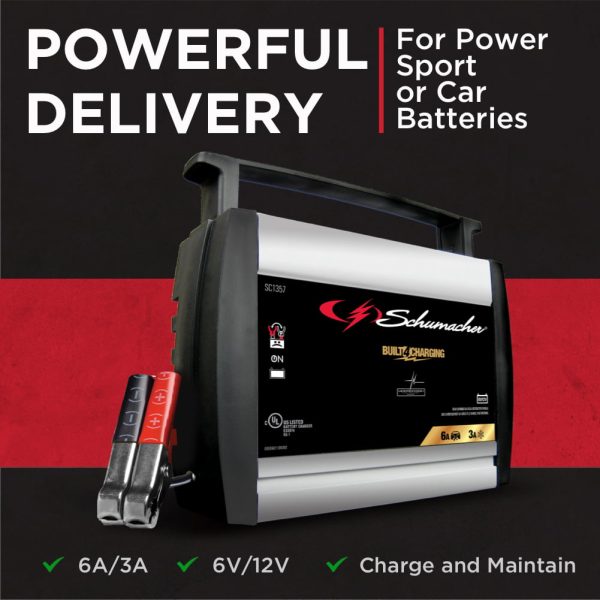 Schumacher Fully Automatic Battery Charger and Maintainer- 6 Amp/3 Amp, 6/12V - Image 3