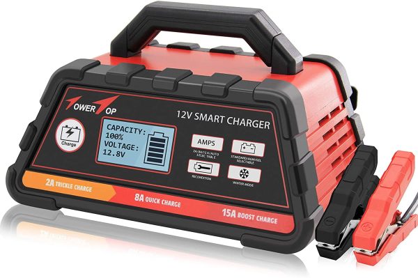 Towertop 12V 2/8/15A Smart Battery Charger/Maintainer Fully Automatic with Winter Mode