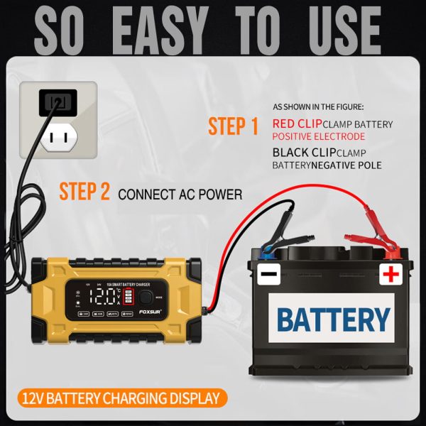 FASLMH Battery Charger 10A 24V5A Smart Automatic Car Battery Charger with LCD Screen Pulse Repair Charger Pack Battery Maintainer for Car, Lawn Mower, Motorcycle, Boat, SUV and More - Image 21