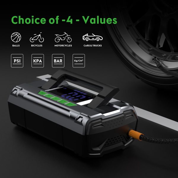 CAROSS T14 Jump Starter with 150 PSI Air Compressor, 2000A Peak 20000mAh (up to 8L Gas or 6L Diesel Engines) Patented Green Jumper Cable, USB QC 3.0 Quick Charge, 3.6'' Big Screen, 3 Light modes - Image 4