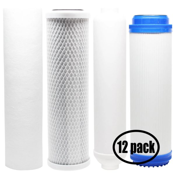 12-Pack Replacement for Filter Kit for Expres Water RODI10D RO System - Includes Carbon Block Filter, PP Sediment Filter, GAC Filter & Inline Filter Cartridge - Denali Pure Brand