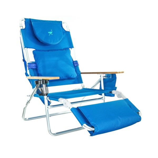 Ostrich Deluxe Padded 3-N-1 Outdoor Lounge Reclining Beach Chair, Blue (4 Pack) - Image 2