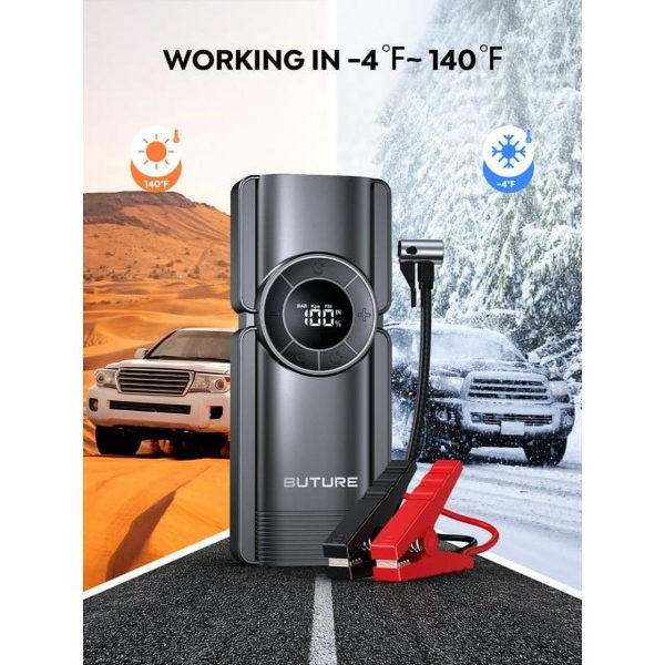 Car Jump Starter With Air Compressor Power Bank 20000mAh 2500A 12V Digital Tire Inflator Buture - Image 4