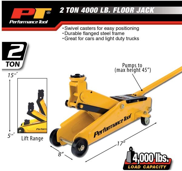 Performance Tool W1614 4000 Pound Floor Jack w/15 Inch Lift - Image 3