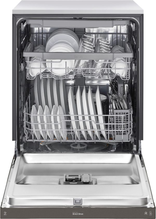 LG - 24" Front Control Smart Built-In Stainless Steel Tub Dishwasher with 3rd Rack, QuadWash, and 48dba - Black stainless steel - Image 6