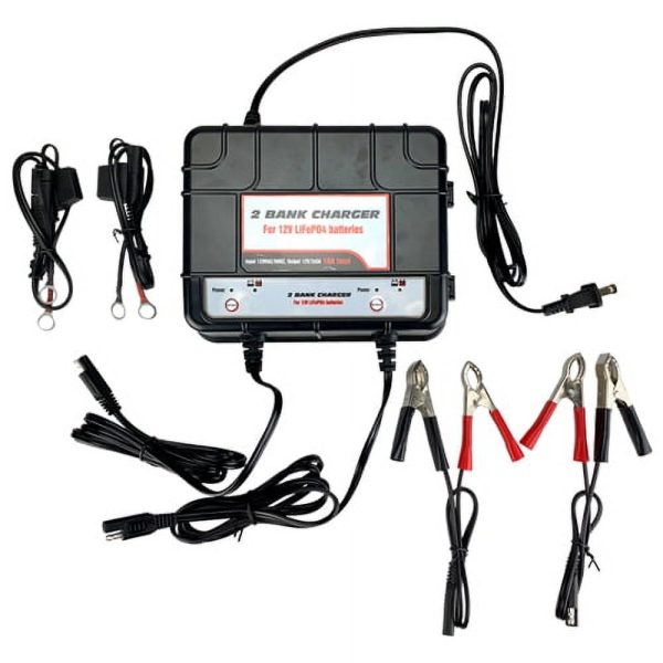 Banshee Lithium LiFePO4 2 Bay 12V 5AMP Battery Charger/Maintainer w/ Eyelet Connectors - Image 3