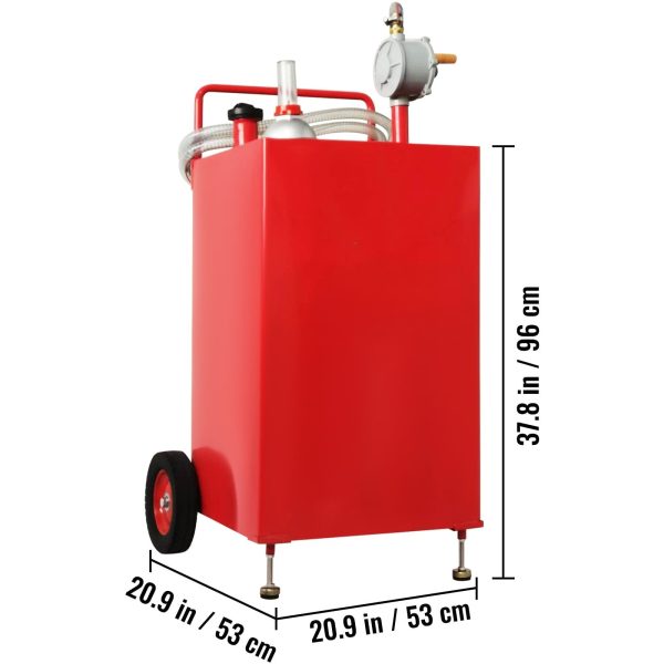 BENTISM Fuel Caddy Fuel Storage Tank 30 Gallon 2 Wheels with Manuel Pump, Red - Image 8