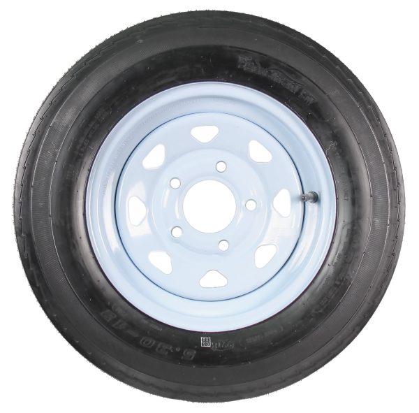 Two Trailer Tires On Rims 5.30-12 530-12 5.30 X 12 5 Hole Wheel White Spoke - Image 2