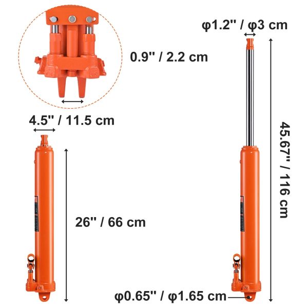 BENTISM Hydraulic Long Ram Jack, 8 Ton Engine Hoist Cylinder with Double Piston Pump And Clevis Base, Hydraulic Ram Cylinder for Engine Lift Hoists, Hydraulic Garage/Shop Cranes, Mechanical, Farm - Image 8