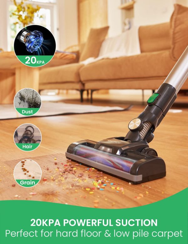 Vactidy Cordless Vacuum Cleaner, Lightweight Stick Vacuum with 20Kpa Suction, Detachable Battery, Max 35mins Runtime, 6 in 1 Handheld Vacuum Cordless for Hard Floor Carpet Pet Hair - Image 2