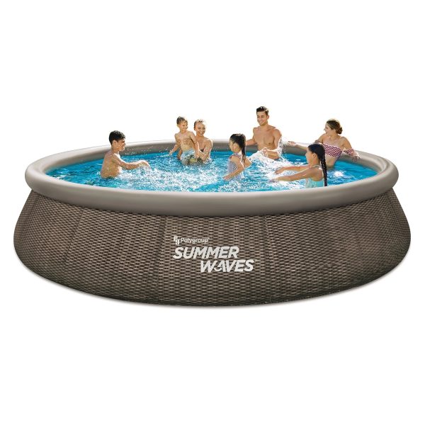 Summer Waves 15 ft Dark Double Rattan Quick Set Pool, Round, Ages 6+, Unisex - Image 2