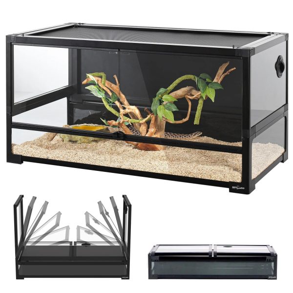 REPTI ZOO 40 Gallon Tempered Glass Reptile Large Terrarium Tank Reptile Terrarium 36"x18"x18", Easy Folding - Image 2