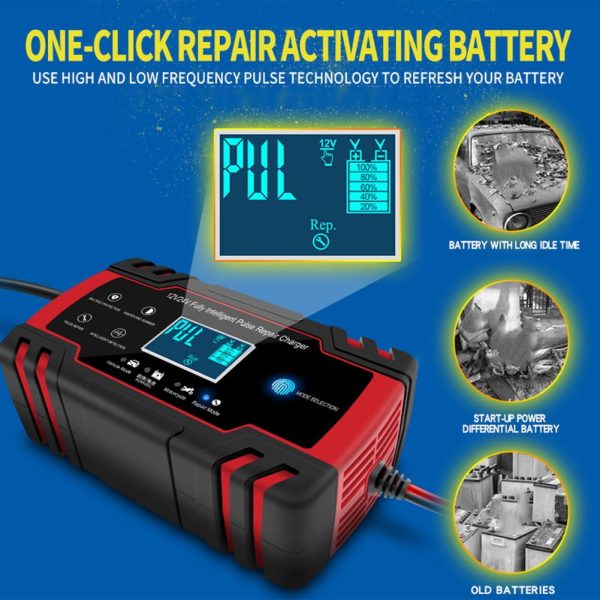 Car Battery Charger 12V /24V Smart Fully Automatic Battery Repair Pulse Charger - Image 9