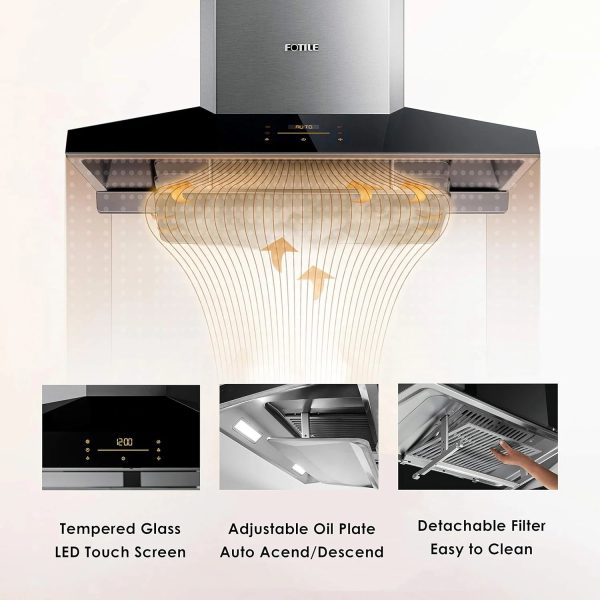 FOTILE Perimeter Vent Series 36 in. 1100 CFM Wall Mount Range Hood with 2 LED light and Touchscreen in Stainless Steel - Image 2