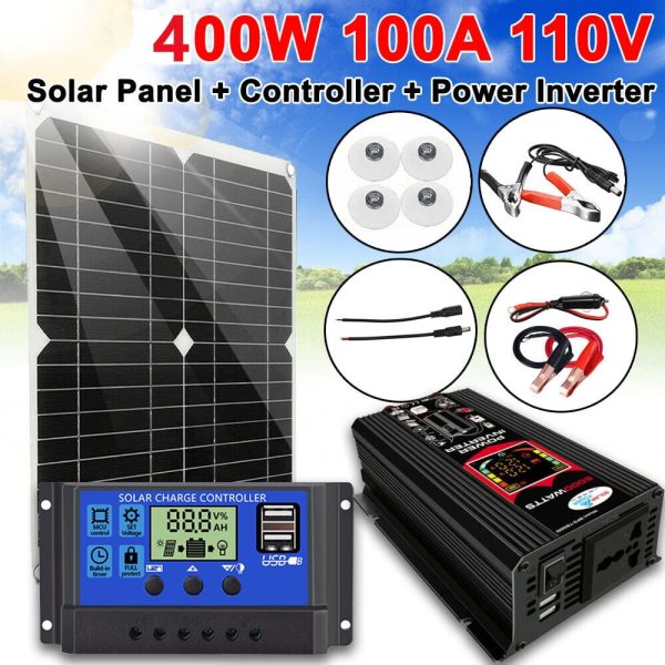 Xhy Solar Panel Kit 400W with Controller and Power Inverter Battery Charger Maintainer for Boat Car RV Motorcycle Marine Automotive