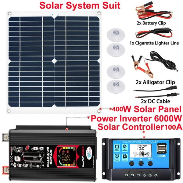 Xhy Solar Panel Kit 400W with Controller and Power Inverter Battery Charger Maintainer for Boat Car RV Motorcycle Marine Automotive - Image 2