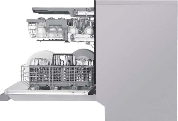 LG - 24" Front Control Smart Built-In Stainless Steel Tub Dishwasher with 3rd Rack, Quadwash, and 48dba - Stainless steel - Image 4