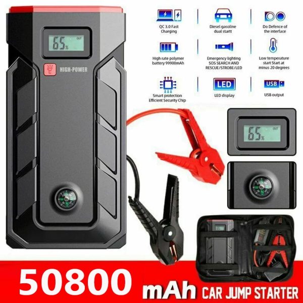 Xhy 50800mAh Car Jump Starter Portable Battery Pack Booster Jumper Box Emergency Start Power Bank Supply Charger with Built-in LED Light