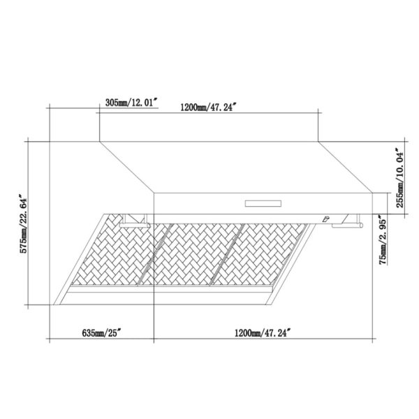 Savona - 48" Wall Mount Range Hood with Hybrid Filters & Back Splash - Image 2