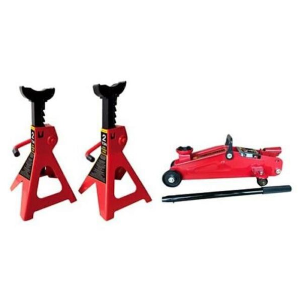 K Tool International KTI63097A 2 Ton Trolley & Jack Stands Combo