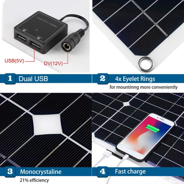 Xhy Solar Panel Kit 400W with Controller and Power Inverter Battery Charger Maintainer for Boat Car RV Motorcycle Marine Automotive - Image 3