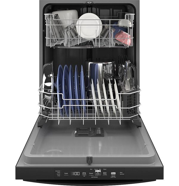 GE - Top Control Built In Dishwasher with Sanitize Cycle and Dry Boost, 52 dBA - Black - Image 2