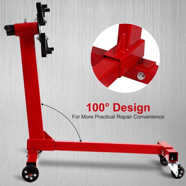 ANDTE Steel Rotating Engine Stand with 360 Degree Rotating Head and Folding Frame: 1/2 Ton (1000 lb) Capacity, Red - Image 5