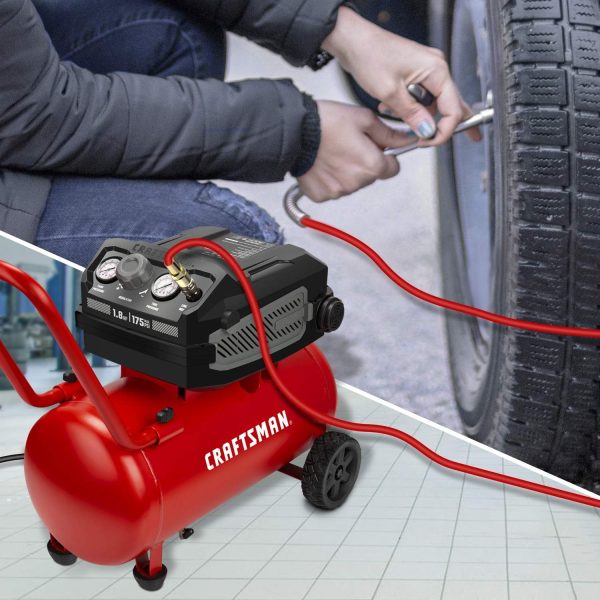 CRAFTSMAN HARD Air Compressor, 10 Gallon 1.8 HP 175 PSI, 4.0CFM@90PSI, Oil Free and Maintenance Free, Portable with Large Wheels, CMXECXA0201041 - Image 6