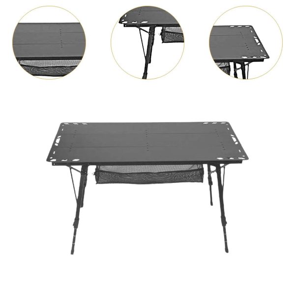 Miulika Folding Table Camping Table Foldable Small Table Sturdy Outdoor Table with Adjustable Legs for Camp Garden Barbecue Yard Boat Black - Image 6