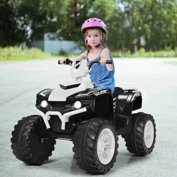 Electric ATV for Kids with LED Lights and Treaded Tires - White - Image 3