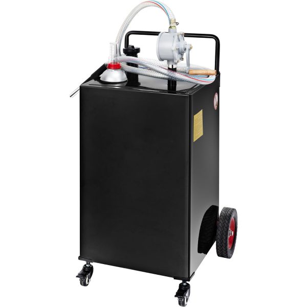 BENTISM Fuel Caddy Fuel Storage Tank 35 Gallon 4 Wheels with Manuel Pump, Black